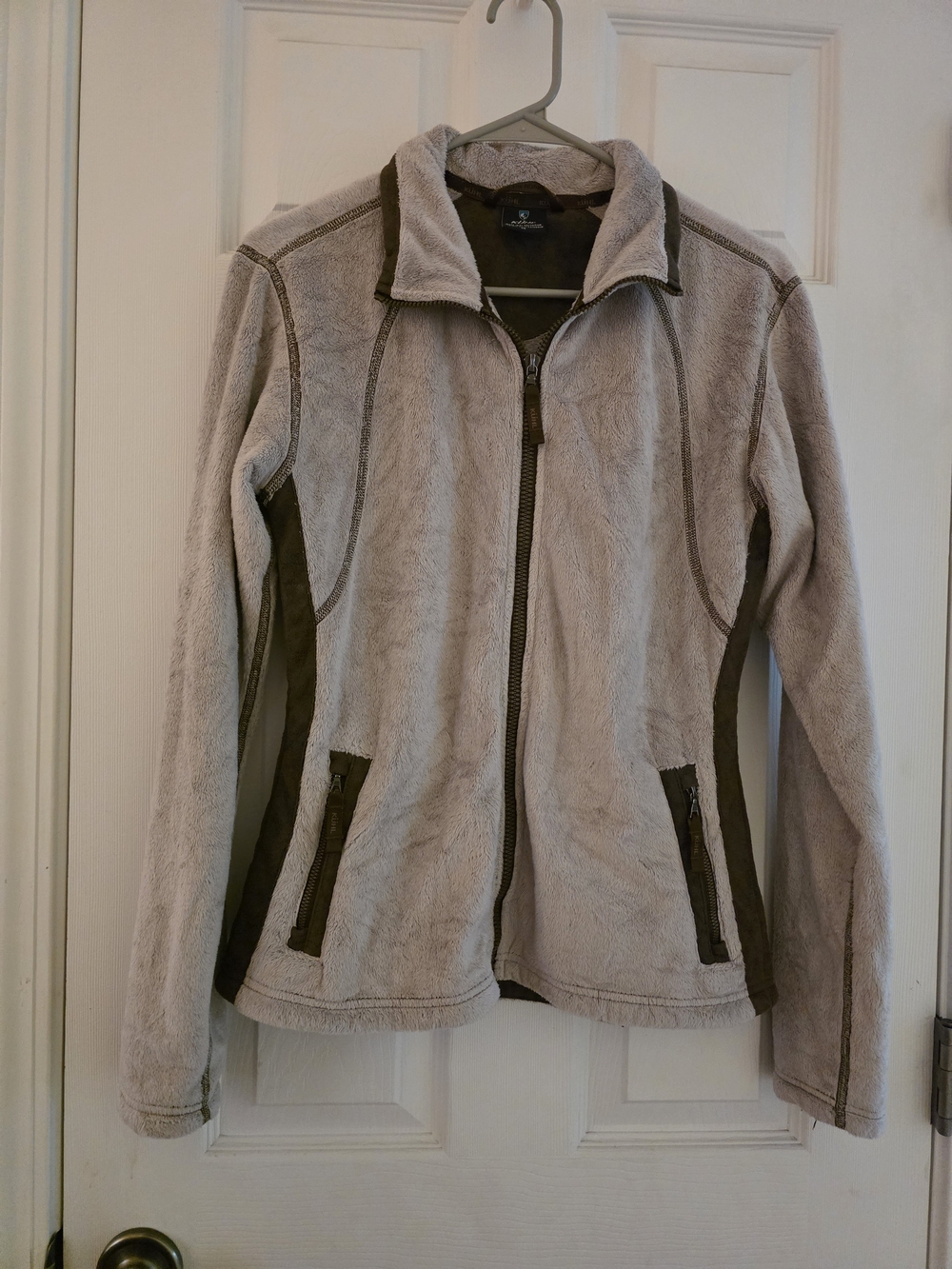 Kuhl Teddy Fleece Jacket - Taupe with Olive Panels